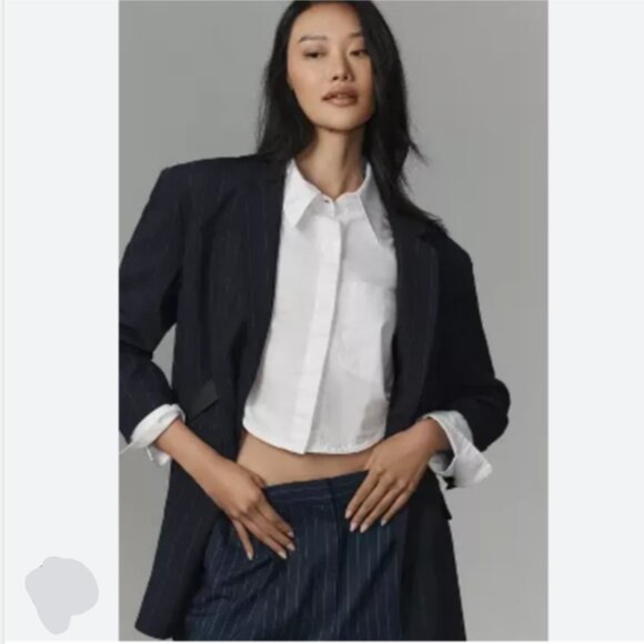 Brand New Anthropologie Menswear-Inspired Pinstriped Wide Leg Culottes - Picture 2 of 16